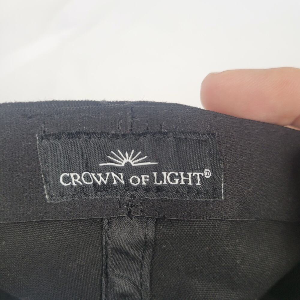 Black Unbranded Adult Baseball Cap Hat Crown Of Light Embroidered White Letters